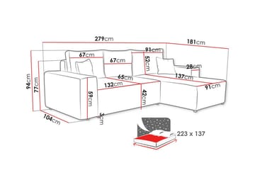 3-seters Hjørnesovesofa Knocklong - Cream - Møbler - Sofaer - Sovesofaer - Hjørnesovesofa