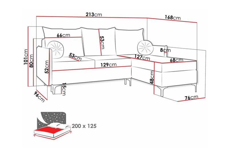 3-seters Hjørnesovesofa Knocklong - Grå - Møbler - Sofaer - Sovesofaer - Hjørnesovesofa