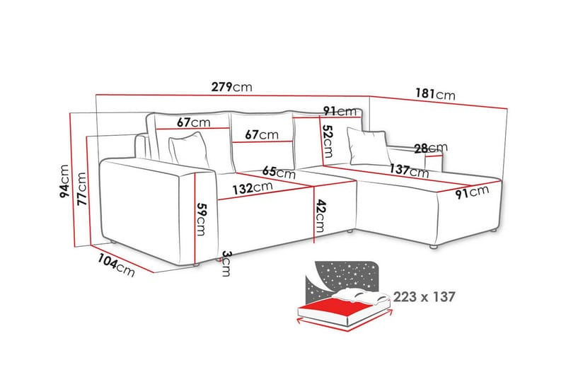 3-seters Hjørnesovesofa Knocklong - Grøn - Møbler - Sofaer - Sovesofaer - Hjørnesovesofa