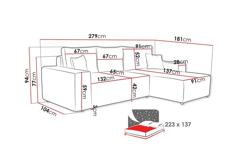 3-seters Hjørnesovesofa Knocklong - Grøn - Møbler - Sofaer - Sovesofaer - Hjørnesovesofa