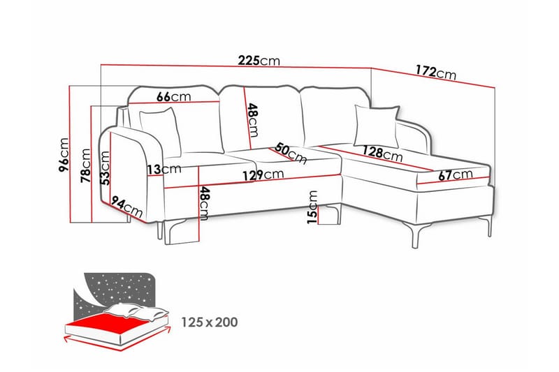 3-seters Hjørnesovesofa Knocklong - Gul-Grønn - Møbler - Sofaer - Sovesofaer - Hjørnesovesofa