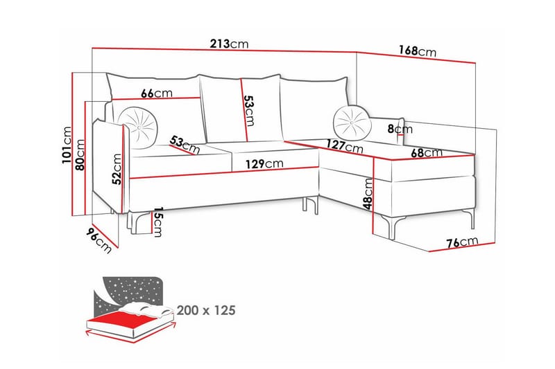 3-seters Hjørnesovesofa Knocklong - Gul - Møbler - Sofaer - Sovesofaer - Hjørnesovesofa