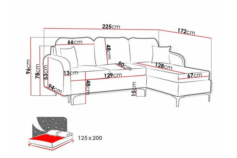 3-seters Hjørnesovesofa Knocklong - Lysegrønn - Møbler - Sofaer - Sovesofaer - Hjørnesovesofa