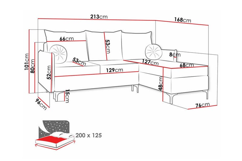 3-seters Hjørnesovesofa Knocklong - Mørkegrå - Møbler - Sofaer - Sovesofaer - Hjørnesovesofa