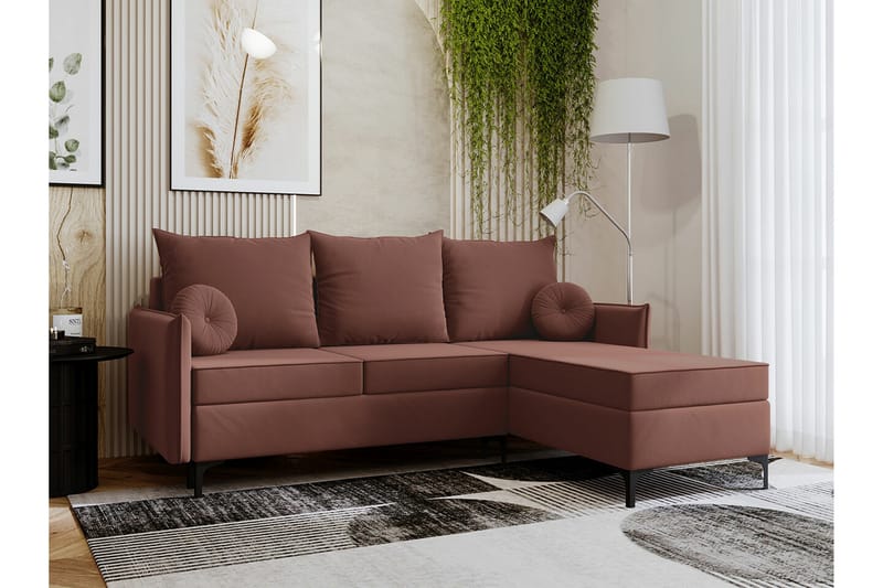 3-seters Hjørnesovesofa Knocklong - Rosa - Møbler - Sofaer - Sovesofaer - Hjørnesovesofa