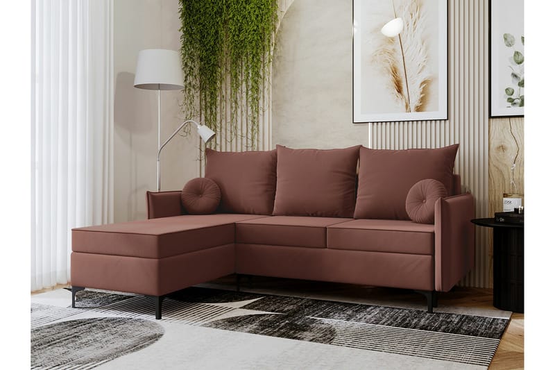 3-seters Hjørnesovesofa Knocklong - Rosa - Møbler - Sofaer - Sovesofaer - Hjørnesovesofa