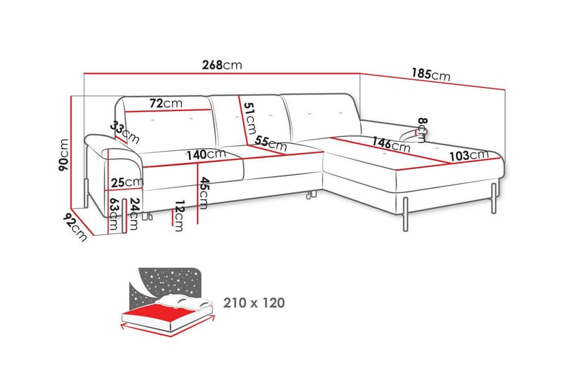 3-seters Hjørnesovesofa Messner - Mørkegrønn - Møbler - Sofaer - Sovesofaer - Hjørnesovesofa