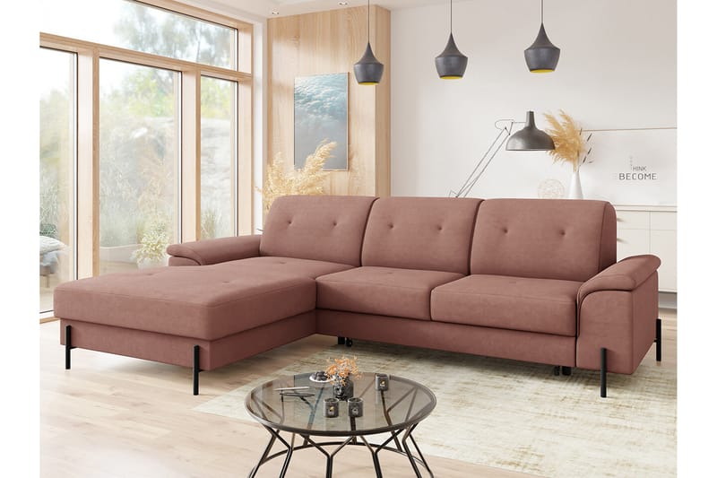 3-seters Hjørnesovesofa Messner - Rosa - Møbler - Sofaer - Sovesofaer - Hjørnesovesofa