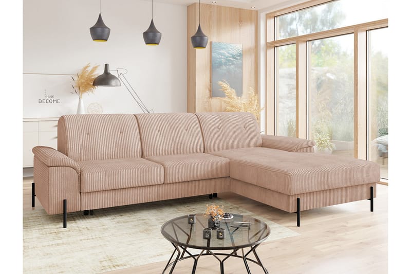 3-seters Hjørnesovesofa Messner - Rosa - Møbler - Sofaer - Sovesofaer - Hjørnesovesofa