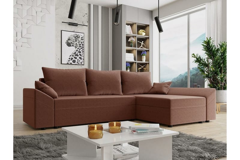 3-seters Hjørnesovesofa Midfeld - Brun - Møbler - Sofaer - Sovesofaer - Hjørnesovesofa