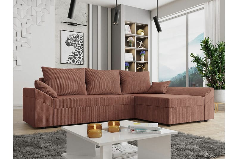 3-seters Hjørnesovesofa Midfeld - Brun - Møbler - Sofaer - Sovesofaer - Hjørnesovesofa