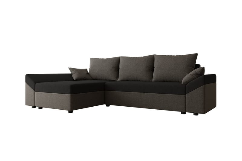 3-seters Hjørnesovesofa Midfeld - Brun/Svart - Møbler - Sofaer - Sovesofaer - Hjørnesovesofa