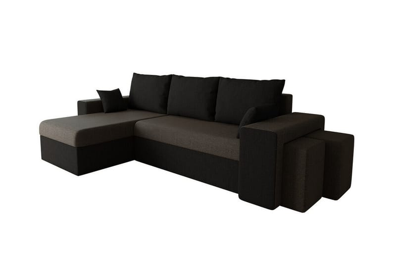 3-seters Hjørnesovesofa Midfeld - Brun/Svart - Møbler - Sofaer - Sovesofaer - Hjørnesovesofa