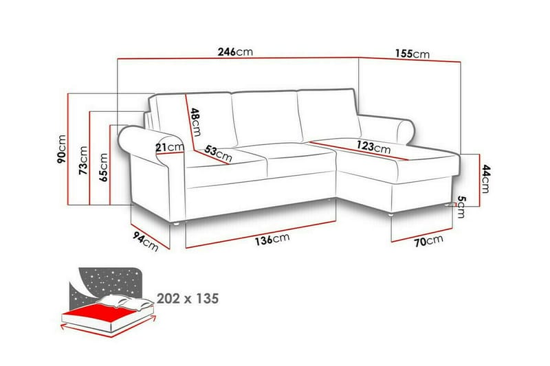 3-seters Hjørnesovesofa Midfeld - Lysegrå/Mørkegrå - Møbler - Sofaer - Sovesofaer - Hjørnesovesofa