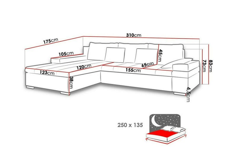 3-seters Hjørnesovesofa Naoma - Mørk Turkis - Møbler - Sofaer - Sovesofaer - Hjørnesovesofa