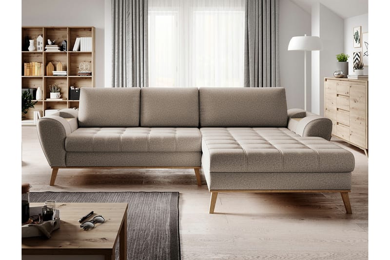 3-seters Hjørnesovesofa Rathkeale - Beige - Møbler - Sofaer - Sovesofaer - Hjørnesovesofa