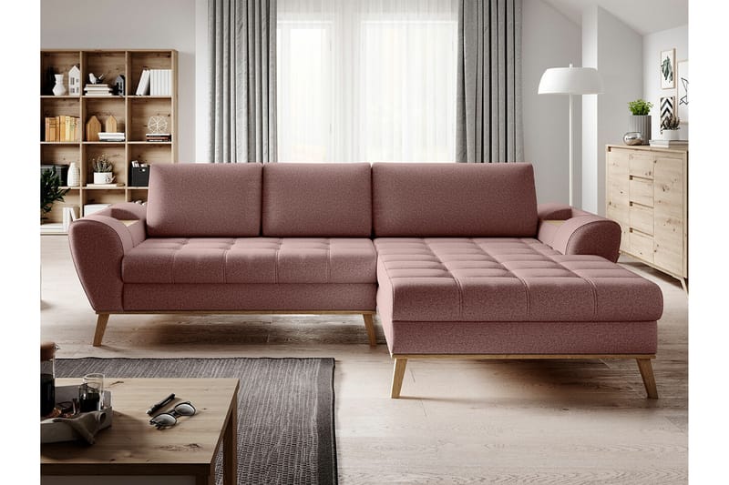 3-seters Hjørnesovesofa Rathkeale - Rosa - Møbler - Sofaer - Sovesofaer - Hjørnesovesofa