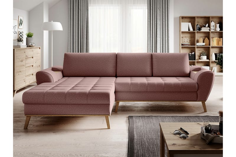 3-seters Hjørnesovesofa Rathkeale - Rosa - Møbler - Sofaer - Sovesofaer - Hjørnesovesofa