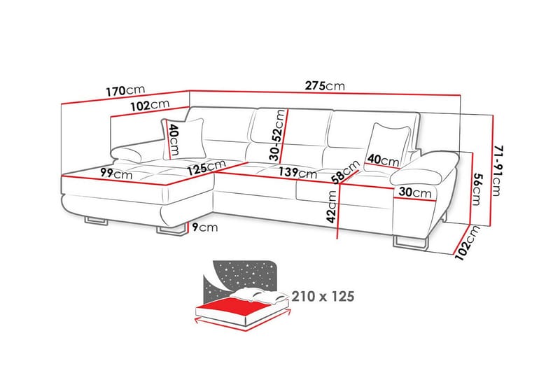 3-seters Hjørnesovesofa Reginia - Gul - Møbler - Sofaer - Sovesofaer - Hjørnesovesofa