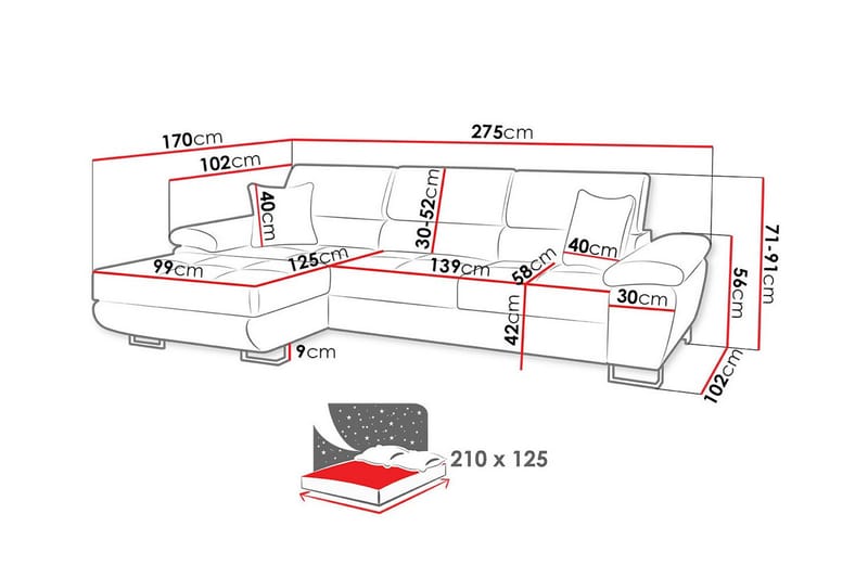 3-seters Hjørnesovesofa Reginia - Mørkeblå - Møbler - Sofaer - Sovesofaer - Hjørnesovesofa