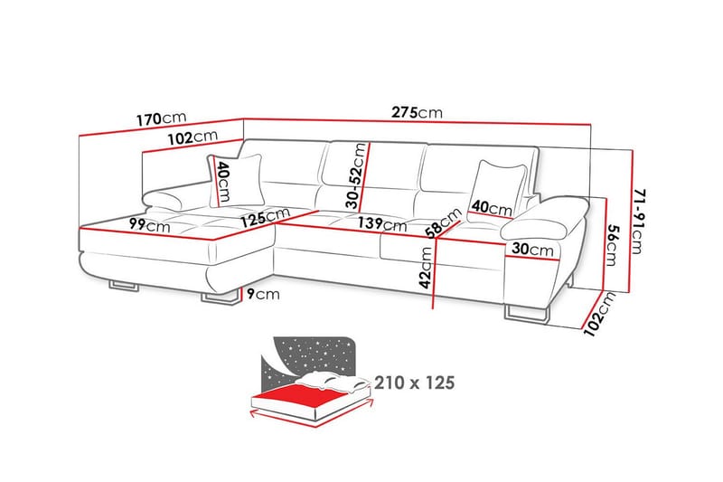 3-seters Hjørnesovesofa Reginia - Mørkeblå - Møbler - Sofaer - Sovesofaer - Hjørnesovesofa