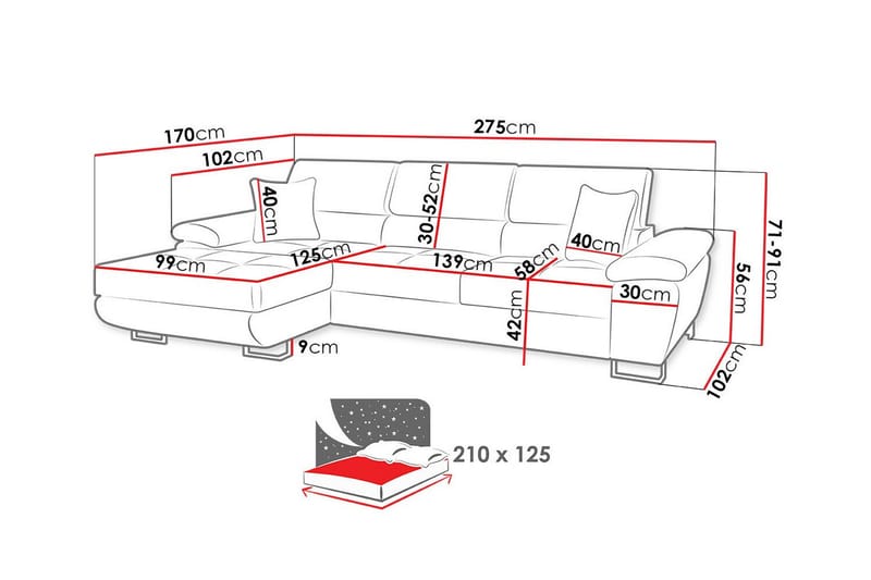 3-seters Hjørnesovesofa Reginia - Mørkebrun - Møbler - Sofaer - Sovesofaer - Hjørnesovesofa