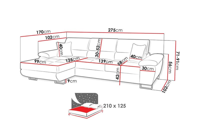 3-seters Hjørnesovesofa Reginia - Mørkegul - Møbler - Sofaer - Sovesofaer - Hjørnesovesofa