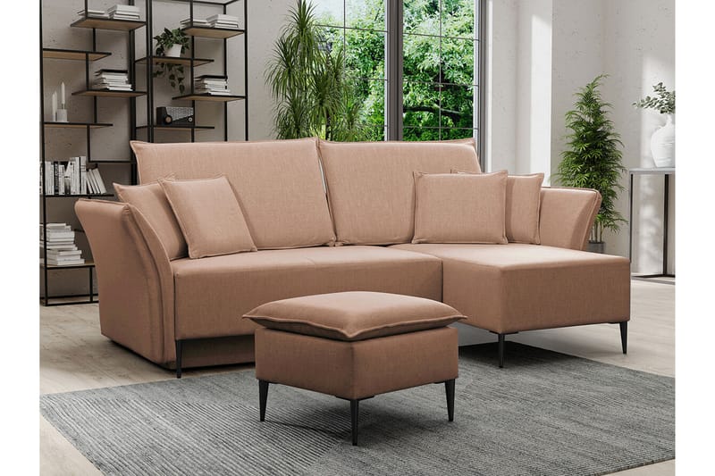 3-seters Hjørnesovesofa Staffin - Rosa - Møbler - Sofaer - Sovesofaer - Hjørnesovesofa