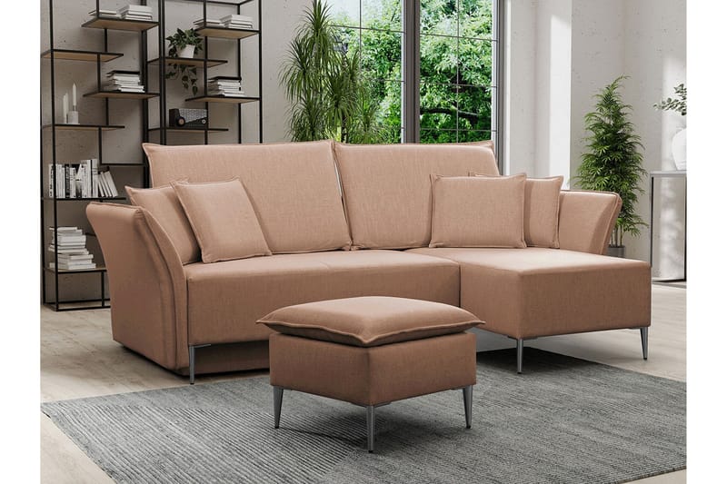 3-seters Hjørnesovesofa Staffin - Rosa - Møbler - Sofaer - Sovesofaer - Hjørnesovesofa