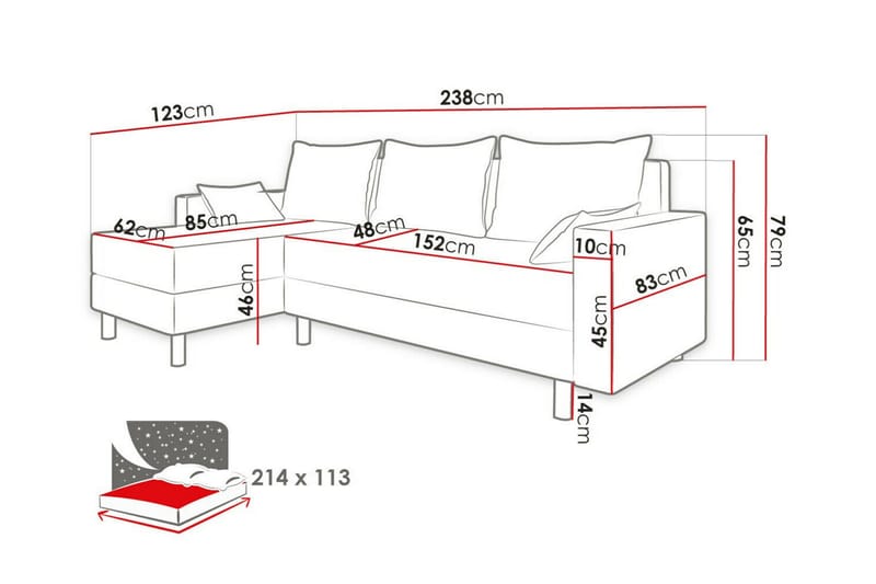 3-seters Hjørnesovesofa Summerhill - Svart - Møbler - Sofaer - Sovesofaer - Hjørnesovesofa