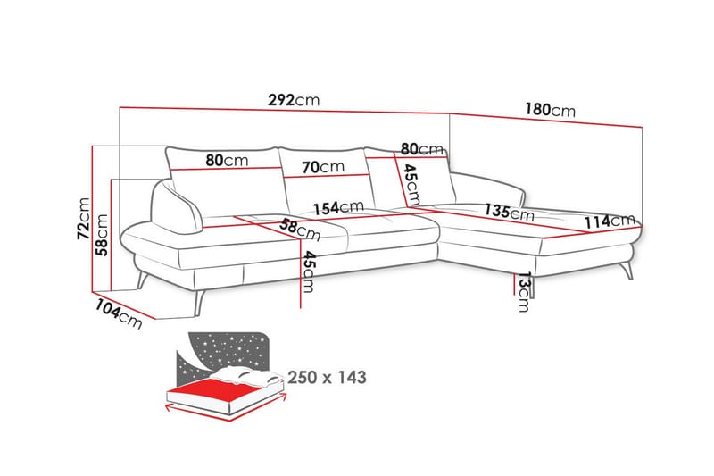 3-seters Hjørnesovesofa Telford - Brun - Møbler - Sofaer - Sovesofaer - Hjørnesovesofa