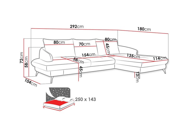 3-seters Hjørnesovesofa Telford - Brun - Møbler - Sofaer - Sovesofaer - Hjørnesovesofa