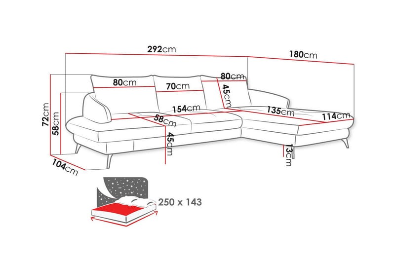 3-seters Hjørnesovesofa Telford - Lysegrå - Møbler - Sofaer - Sovesofaer - Hjørnesovesofa