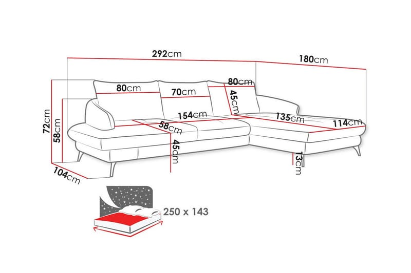 3-seters Hjørnesovesofa Telford - Lysegrå - Møbler - Sofaer - Sovesofaer - Hjørnesovesofa