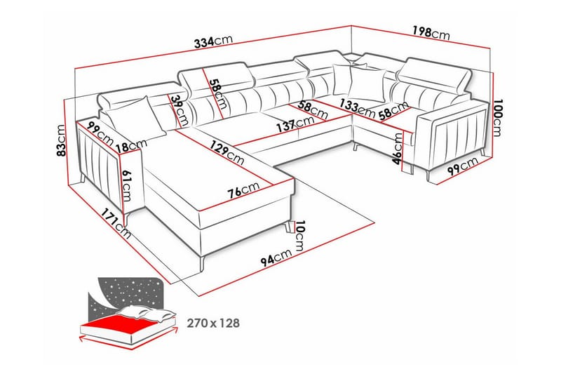 4-seters Hjørnesovesofa Galbally - Mørkeblå - Møbler - Sofaer - Sovesofaer - Hjørnesovesofa