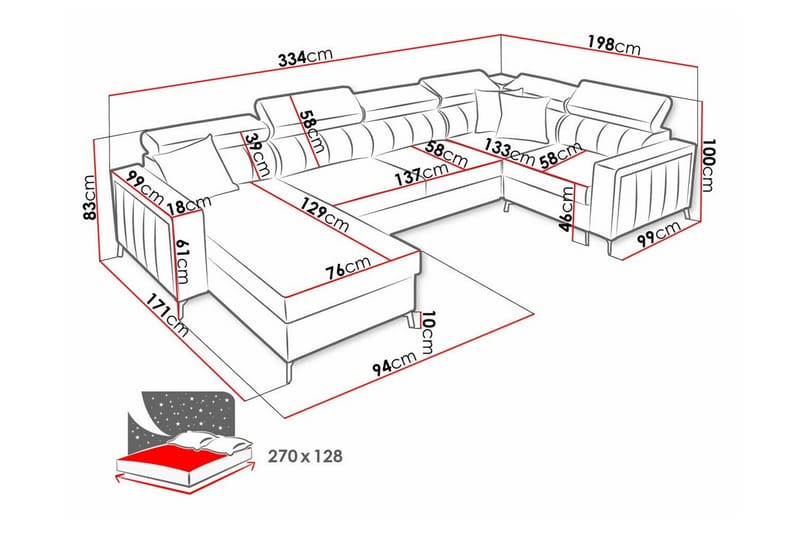 4-seters Hjørnesovesofa Galbally - Mørkeblå - Møbler - Sofaer - Sovesofaer - Hjørnesovesofa