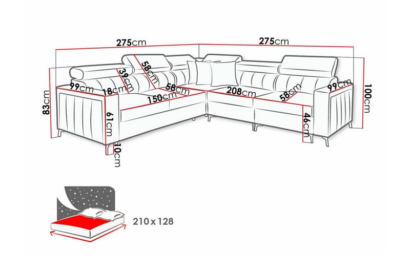 4-seters Hjørnesovesofa Galbally - Mørkebrun - Møbler - Sofaer - Sovesofaer - Hjørnesovesofa