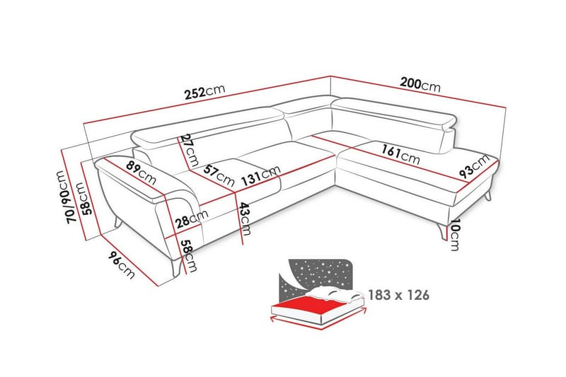 4-seters Hjørnesovesofa Graystone - Brun - Møbler - Sofaer - Sovesofaer - Hjørnesovesofa