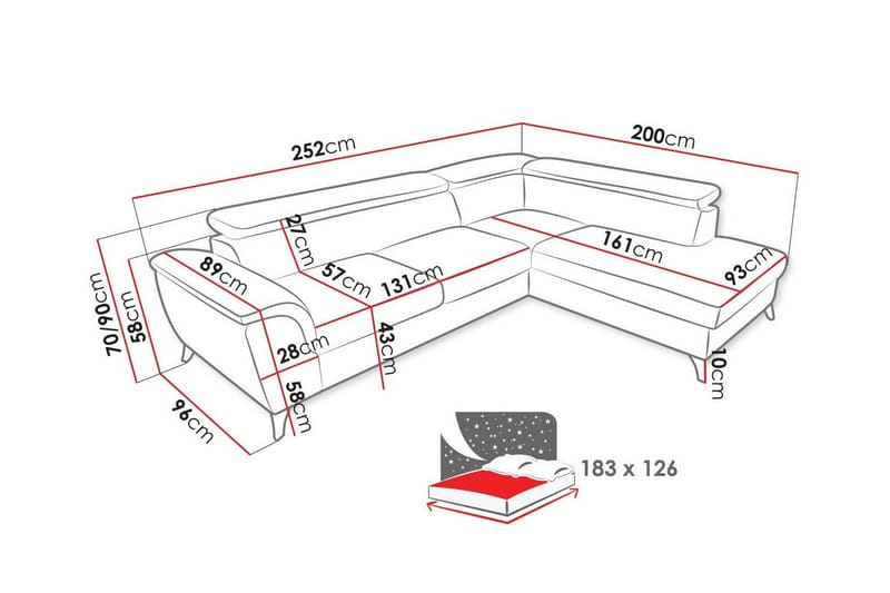 4-seters Hjørnesovesofa Graystone - Brun - Møbler - Sofaer - Sovesofaer - Hjørnesovesofa