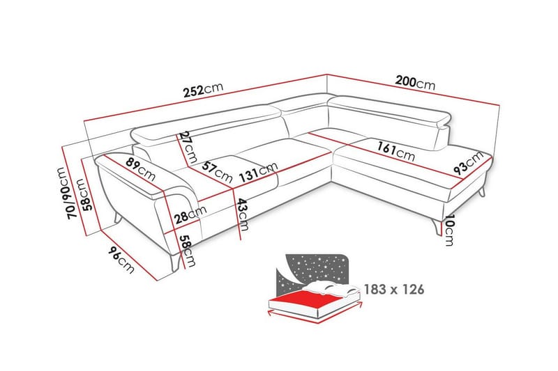 4-seters Hjørnesovesofa Graystone - Brun/Oransje - Møbler - Sofaer - Sovesofaer - Hjørnesovesofa