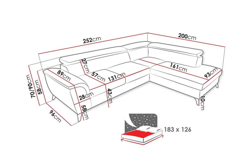 4-seters Hjørnesovesofa Graystone - Oransje/Brun - Møbler - Sofaer - Sovesofaer - Hjørnesovesofa