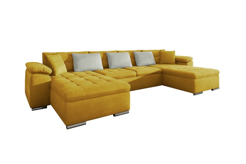 4-seters Hjørnesovesofa Kintore 375 cm - Gul - Møbler - Sofaer - Sovesofaer - Hjørnesovesofa