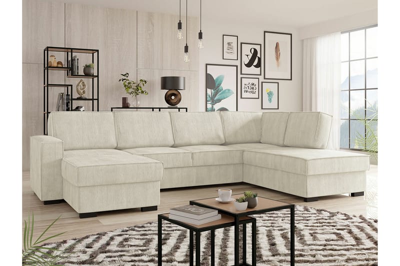 4-seters Hjørnesovesofa Kintore - Beige - Møbler - Sofaer - Sovesofaer - Hjørnesovesofa