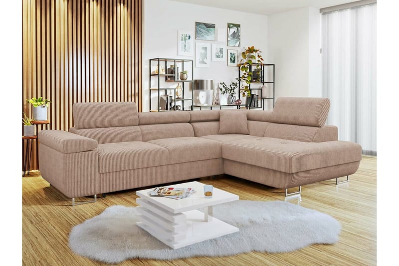 4-seters Hjørnesovesofa Kintore - Beige - Møbler - Sofaer - Sovesofaer - Hjørnesovesofa