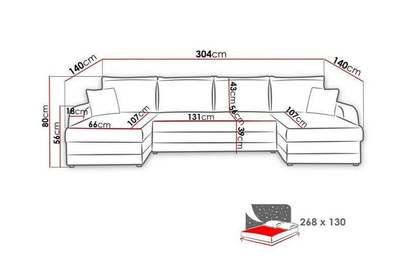 4-seters Hjørnesovesofa Kintore - Brun - Møbler - Sofaer - Sovesofaer - Hjørnesovesofa