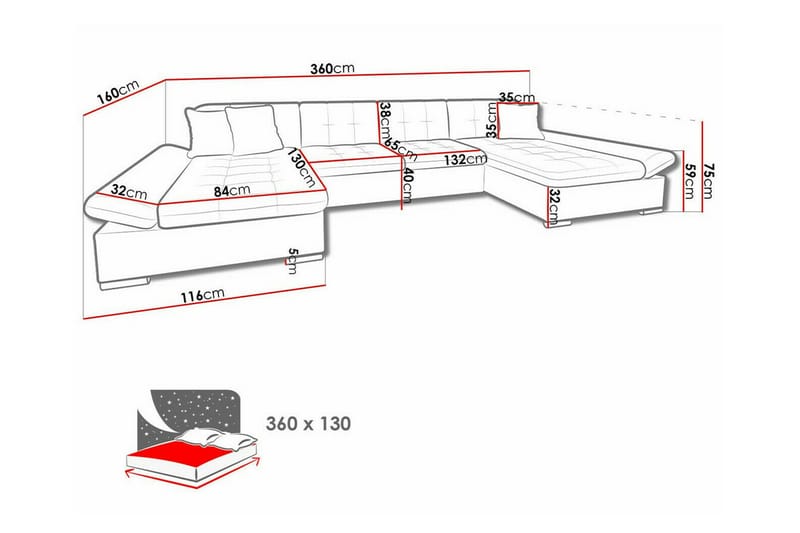 4-seters Hjørnesovesofa Kintore - Brun - Møbler - Sofaer - Sovesofaer - Hjørnesovesofa