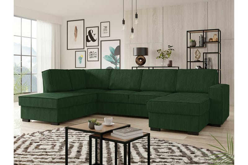 4-seters Hjørnesovesofa Kintore - Grøn - Møbler - Sofaer - Sovesofaer - Hjørnesovesofa