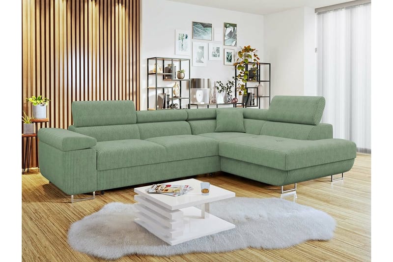 4-seters Hjørnesovesofa Kintore - Lysegrønn - Møbler - Sofaer - Sovesofaer - Hjørnesovesofa