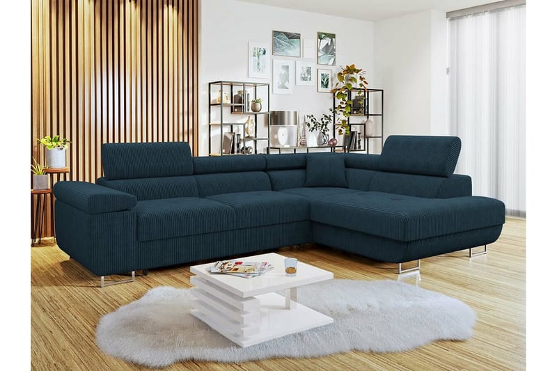 4-seters Hjørnesovesofa Kintore - Mørkeblå - Møbler - Sofaer - Sovesofaer - Hjørnesovesofa