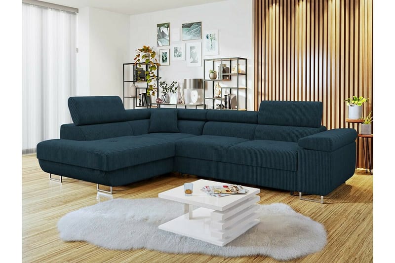 4-seters Hjørnesovesofa Kintore - Mørkeblå - Møbler - Sofaer - Sovesofaer - Hjørnesovesofa